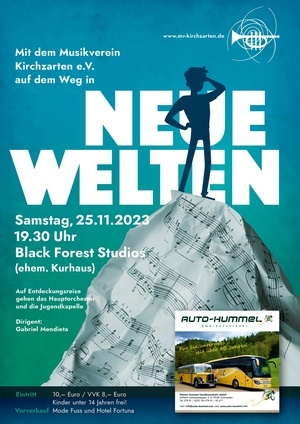Jahreskonzert "Neue Welten" am 25.11.2023 um 19.30 Uhr in den Black Forest Studios in Kirchzarten